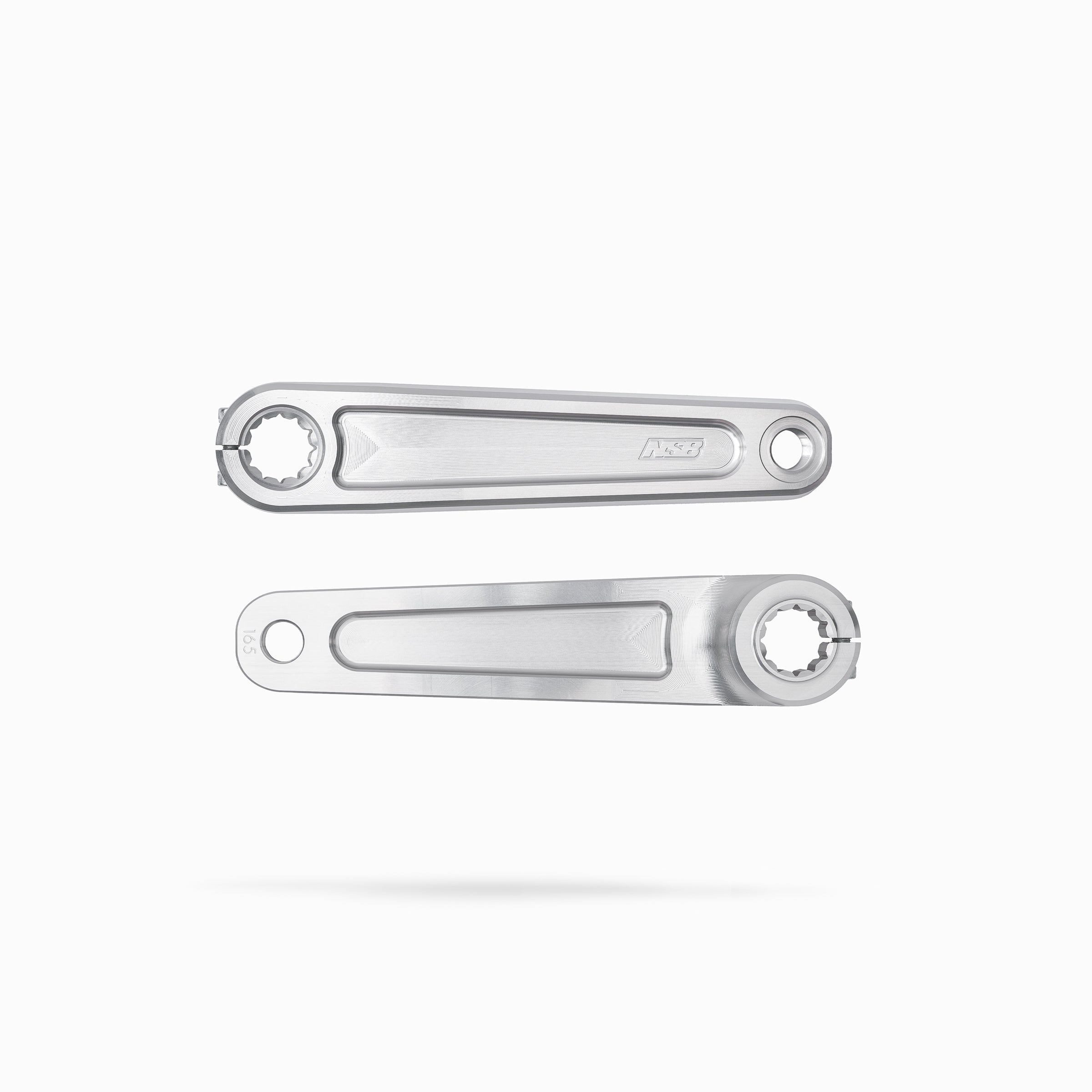 North Shore Billet Talon Pinion Cranks in clear anodized silver